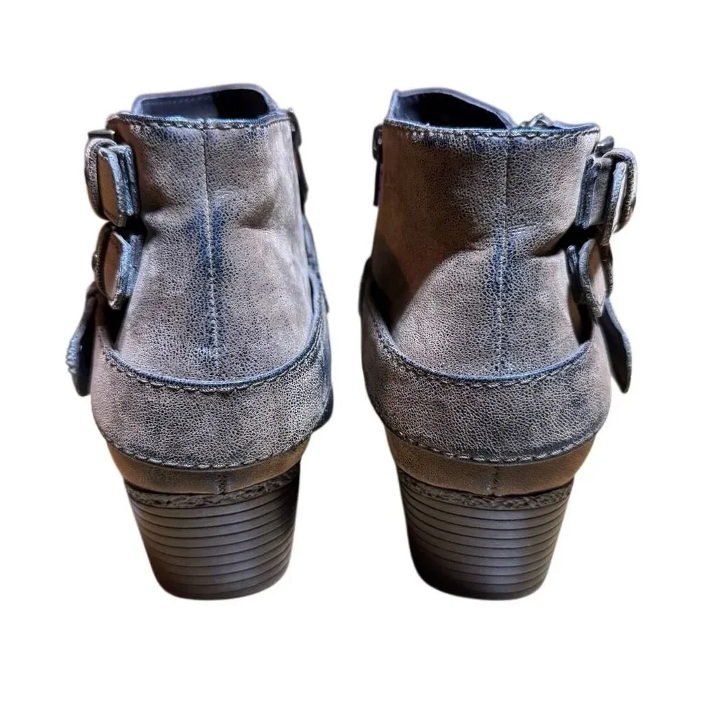 Sonoma Brown Zip-Up Buckled Booties Women’s 9 Wide